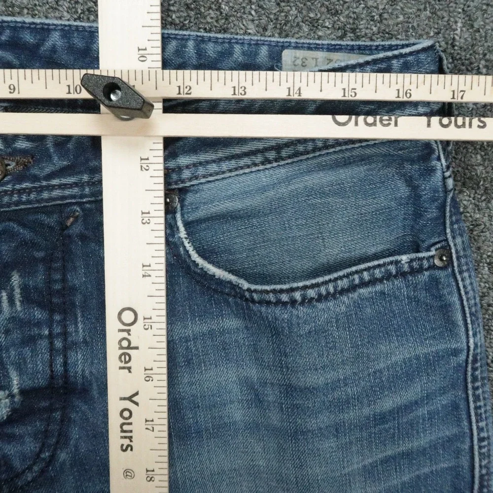 Diesel Jeans Mens 32x32 Blue New Fanker Slim Bootcut 5 Pocket Distressed *